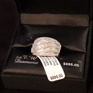 Sterling silver diamond ring